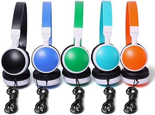 Cyan Adjustable Classroom Headphones for Kids – Bulk 10 Pack Wired Earbuds for Enhanced Learning | Durable, Comfortable Fit for Students | Compatible with Most Devices for Online Classes and Educational Use
