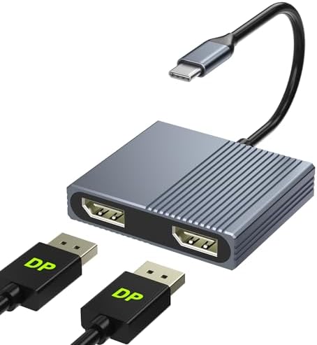 Enhance Your Visual Experience with the USB C to Dual HDMI Adapter – Effortlessly Connect Dual Monitors to Dell, HP & Mac Book for Unmatched Productivity | 4 K HDMI Splitter for Gamers & Professionals | Compact Plug and Play USB C Hub for Travel & Office Use | Elevate Multitasking with Stunning 60 Hz Visuals