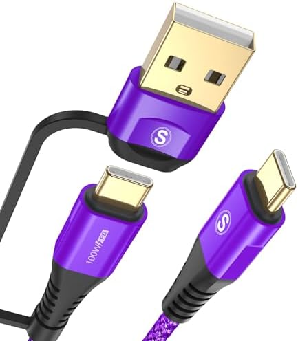 6.6 ft USB Type C Charger Cable – 100 W Power Delivery Fast Charging for i Phone 16/15 Pro Max, Mac Book, i Pad Pro/Air & Samsung Galaxy S24/S23/S22 – Durable Nylon Braided 2-in-1 USB C to C Design for Optimal Compatibility and Speed