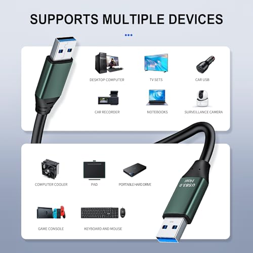 Kumiho 15 Ft USB 3.0 Male to Male Cable – Ultra-Fast 5 Gbps Data Transfer for Seamless Connectivity, Versatile Compatibility with Hard Drives and Laptops, Durable PVC Jacket for Long-Lasting Use, Flexible Setup Ideal for Home and Office