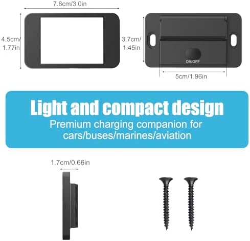 Dual USB Charger Socket Panel – 2 Pack 12 V Waterproof Surface Mount Outlet with 30 W USB-C & QC 18 W for RV, Bus, Marine & Motorcycle – Fast Charging Solution with Button Switch for Ultimate Convenience and Compatibility