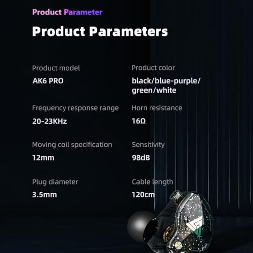 AK6 PRO Wired Gaming Earbuds 2 Pack – Immerse Yourself in Hi-Fi Sound with 10 mm Dynamic Drivers, Deep Bass, and Advanced Noise Cancellation – Ergonomically Crafted for Ultimate Comfort in Stylish Black and Purple Finish, Universally Compatible with All Devices