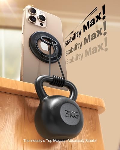 Revolutionize Your Phone Handling with the 2025 Sability Max Magnetic Grip – Unmatched Dual-Sided Magnet and Rotating Ring Design for Mag Safe i Phone 16 Pro Max, 15, 14, 13, 12 & Samsung S25 – Essential Gym Accessory in Chic Grey for Effortless One-Handed Operation and Versatile Device Compatibility
