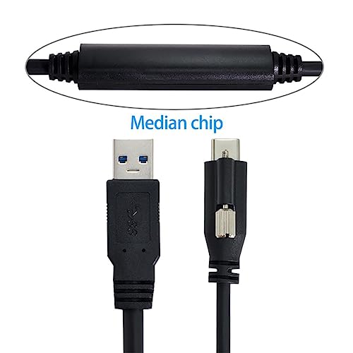High-Speed 8 M USB 3.0 to USB C Locking Connector Data Cable for Industrial Cameras – Enhanced Signal Integrity with Repeater Chipset for Reliable Connectivity and Optimal Performance
