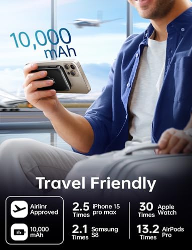 Magnetic 10,000 m Ah Portable Power Bank – Ultimate Wireless Charger with Built-In Cables for Fast 22.5 W Charging – Travel-Friendly, Compatible with i Phone 16/15/14/13/12, Samsung S22/S21, Google Devices, and i Pad – Effortless Charging on the Go
