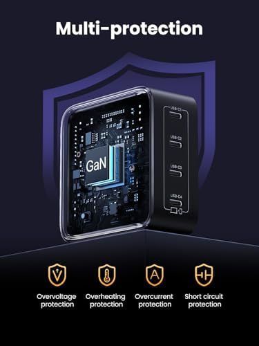 UGREEN Nexode 100 W Ga N USB-C Charger Block – Compact 4-Port Fast Charging Power Adapter for Mac Book Pro/Air, Dell XPS, i Phone 15/16, Galaxy S23/S24, i Pad Air, Pixel 8 & Steam Deck – Superior Efficiency, Enhanced Safety & Universal Device Compatibility