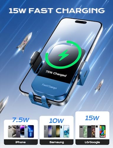 CHGeek 15 W Wireless Car Charger & Auto-Clamping Phone Mount – Fast Qi Charging Solution for i Phone 15/14/13/12/11 Pro Max & Samsung Galaxy S25/S24/S23/S22/S21/S20 – Stylish Pink Design for Modern Drivers – Effortless Device Security & Optimal Viewing Angles