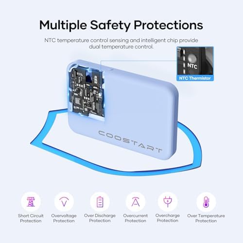 Ultra-Slim Wireless Portable Charger for i Phone & Android – 5000 m Ah Power Bank with Innovative Electric Suction Cup, 22.5 W USB-C PD Fast Charging, Compact Design for On-the-Go Convenience, Stylish Blue Finish – Perfect for Busy Lifestyles and Versatile Device Compatibility