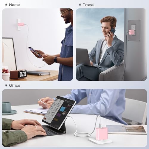 40 W Dual USB-C Fast Charging Block – Ultimate Portable Power Adapter for i Phone, i Pad, Samsung & More – 2-Pack for Effortless Multi-Device Charging – Rapidly Energize Your Gadgets Anywhere