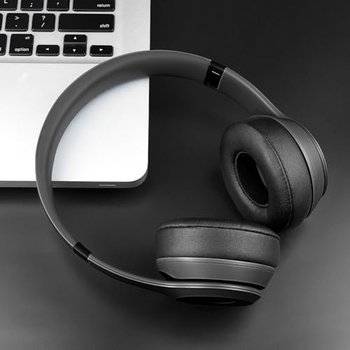 Transform Your Beats Solo 4 Wireless Headphones with SOULWIT Premium Replacement Earpads – Luxurious Soft Protein Leather & High-Density Noise Isolation Foam for Ultimate Comfort and Sound Enhancement – Stylish Black Design for Long Listening Sessions and Seamless Compatibility