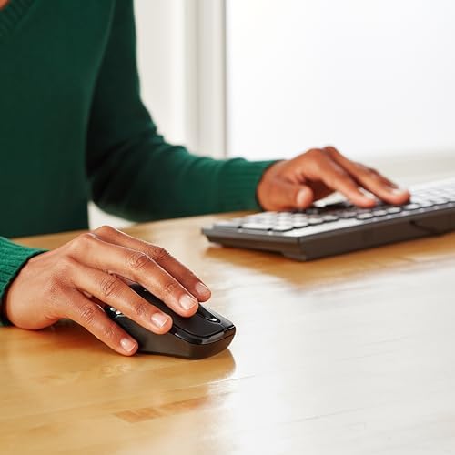 Wireless Silver Optical Mouse by Amazon Basics – 2.4 GHz Connection with USB Nano Receiver for Effortless Navigation and Ergonomic Comfort in Home & Office Use