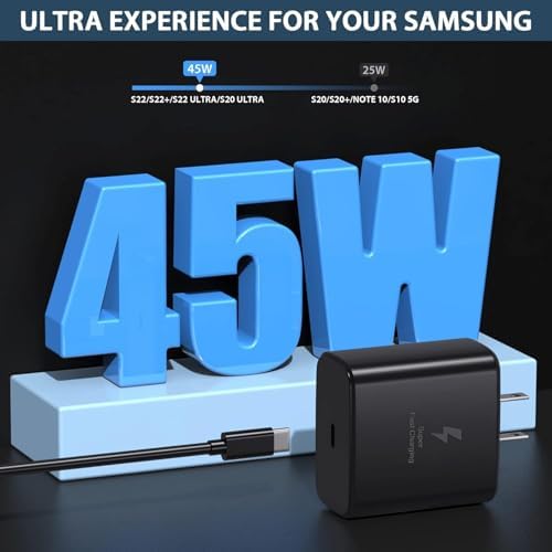 Dual 45 W USB-C Fast Charger Set for Samsung Devices – Super Speed Charging for Galaxy S23 Ultra/S23/S22/Note 20 & More – Optimal Power Delivery with PPS Technology – Ideal for Home, Office & Travel