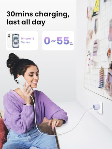 Ultra-Fast UGREEN 30 W USB C Charger – Foldable Ga N Power Adapter for i Phone 16/15/14/13 & Galaxy S25/S24/S23 – Compact Wall Charger with Programmable Power Supply for Optimal Charging Performance – Perfect for Travel & Everyday Use