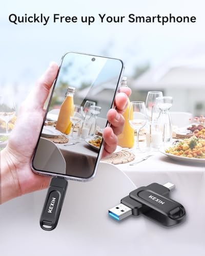 KEXIN 256 GB Dual USB C Flash Drive – Versatile High-Speed 100 MB/s Memory Stick for i Phone 15/16, Tablets & Game Consoles – Swivel Design for Maximum Portability and Compatibility