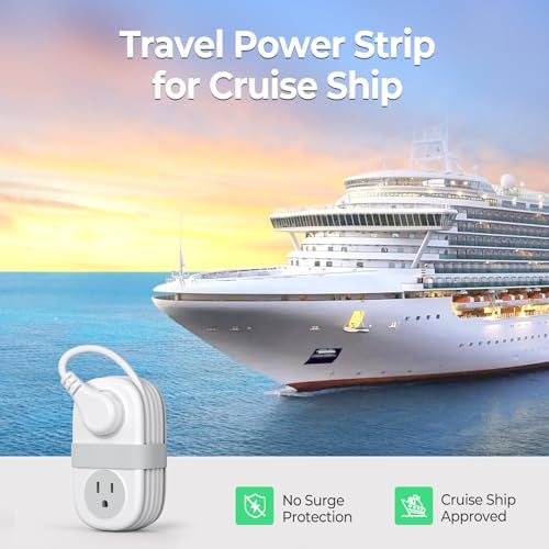 Compact Travel Power Strip by ORICO – 4 AC Outlets & 3 USB Ports (1 USB-C) with 4 FT Flexible Cord – Cruise Approved Portable Charging Station for Hotels and Adventure Trips – Ultimate Solution for Modern Travelers