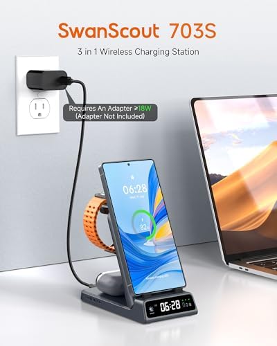 Samsung Wireless Charging Station: Ultra-Fast Multi-Device Charger for Galaxy S25, S24, S23, S22, Galaxy Watch, and Buds – Sleek, Space-Saving Design for Home and Travel Convenience, Enhanced Compatibility with Rapid Power-Up Technology