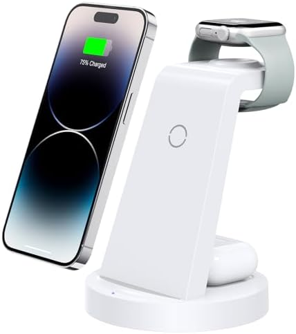 Sleek 3-in-1 Wireless Charging Station for i Phone & Apple Watch – Fast Charging Dock for Air Pods 11-16, Pro Max Models – Stylish Rose Finish & Space-Saving Design for Efficient Device Organization