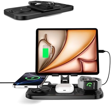 Ultimate 4-in-1 Wireless Charging Station for i Phone 16/15/14, Apple Watch 10/9/8, Air Pods Pro 2 & i Pad | Sleek Multi-Device Power Hub for Travel | Rapid Charging & Safety Features for Enhanced Efficiency