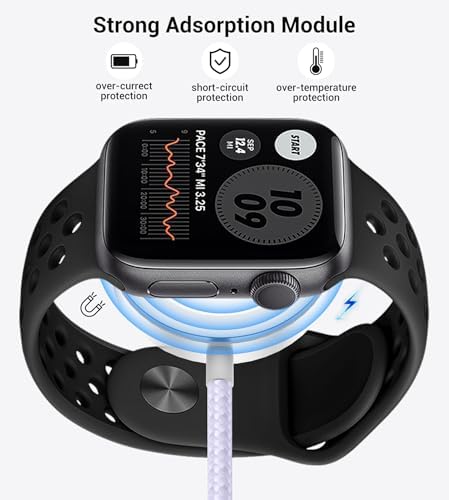 Temdan 3-in-2 USB C Charging Cable: Versatile Multi-Device Charger for Apple Watch Ultra, SE & i Phone 12-16 – Rapid Charge, Compact Travel Essential – Stylish Pink Smartwatch Accessory for On-the-Go Power Solutions