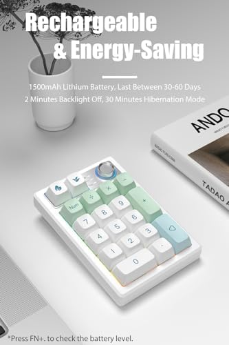 Gasket Creamy Mechanical Numpad – Wireless RGB Backlit Programmable Macro Keypad with Hot Swappable Keys, USB-C and Bluetooth 5.0 Connectivity for Enhanced Productivity on Windows and Mac – Compact Rechargeable Numeric Keyboard with Durable Metal Knob for Streamlined Workflow