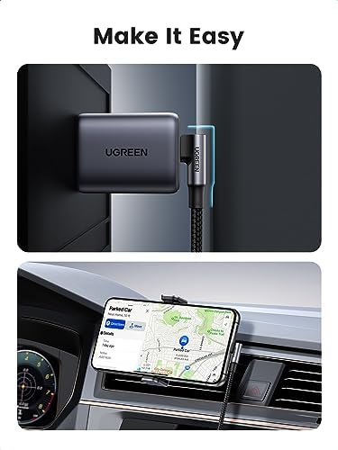 UGREEN 10 FT Right Angle USB C to USB C Cable – 100 W Fast Charging & Data Transfer for i Phone 16 Series, Mac Book Pro 2022, i Pad Pro 2022, Dell XPS, & Samsung Galaxy S24/S23 – Flexible 90-Degree Design for Effortless Connectivity and Enhanced Durability