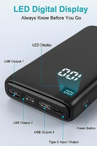High-Capacity IXNINE 26800 m Ah Power Bank with LED Display – Ultimate Portable Charger for Fast Multi-Device Charging, Ideal for Smartphones and Tablets, Compact External Battery Pack for All-Day Connectivity