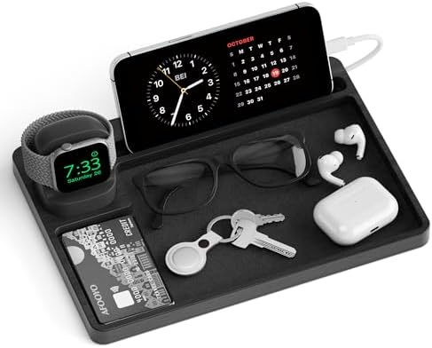 Wooden Watch Band Organizer – Charger Stand Compatible with All Apple Watch Series and Watch Bands Display Watch Storage Case Tray with Acrylic Top Lid(Bamboo) – Enhanced Compatibility and Speed