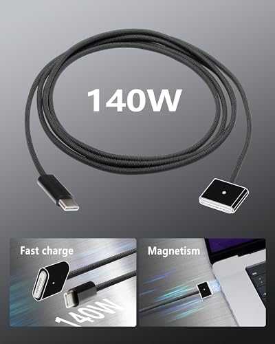 Magnetic USB-C Charging Cable (2 m) – Midnight Blue – Fast 3-in-1 Charge for Mac Book Air & Pro – Effortless Magnetic Connection, Durable Design for Ultimate Convenience – Perfect for Home & Office Use