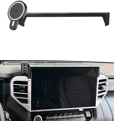 Upgrade Your Toyota Tundra or Sequoia Driving Experience with the 360° Rotating Mag Safe Phone Holder – Premium Dashboard Mount Designed for 2020-2025 Models, Ensures Safety, Accessibility, and Sleek Aesthetics Without Air Vent Obstruction
