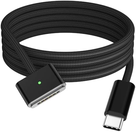 Revolutionize Your Charging with the 140 W USB-C to Magnetic 3 Cable – Ultimate High-Performance Power Delivery for Mac Book Air 2022/2023 & Pro 2023 (M2, M3) – 2 m Durable Braided Cord for Enhanced Flexibility & Robust Productivity – Seamless Universal Compatibility for Rapid Data Transfer and Fast Charging – Engineered for Daily Endurance with Innovative Magnetic Connector for Effortless Alignment and Reduced Port Wear