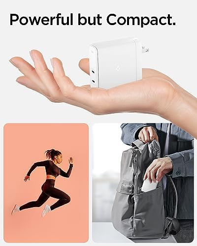 Experience Unmatched Charging Efficiency with Spigen Ga N III 452 45 W Dual USB-C Wall Charger – Portable Fast Charging Adapter for i Phone, Samsung Galaxy, and Pixel Devices – Compact Foldable Design for Ultimate Convenience