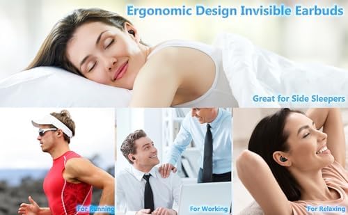 Revolutionary Flat-Fit Wireless Sleep Earbuds for Side Sleepers – Exceptional Comfort Meets Long Battery Life & Water-Resistant Durability for Uninterrupted Sound During Sleep, Sports, and Running (Black) – Perfect for Relaxation and Active Lifestyles