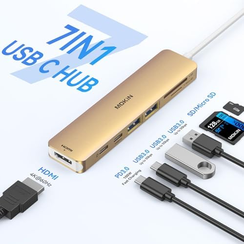 Transform Your Mac Book Pro/Air into a Powerhouse: MOKi N 7-in-1 USB C Hub HDMI Adapter with 4 K Support, Dual Card Readers, and Rapid 5 Gbps Data Transfer – Ideal for Dell XPS and Lenovo Think Pad Users!