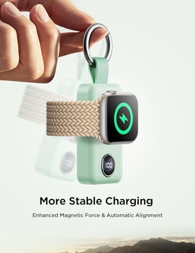 JOYROOM 2000 m Ah Magnetic Wireless Charger for Apple Watch – Compact Keychain Travel Essential for Series 10-2 with Enhanced Speed and Durability, Sleek Black Design for On-the-Go Power Solutions
