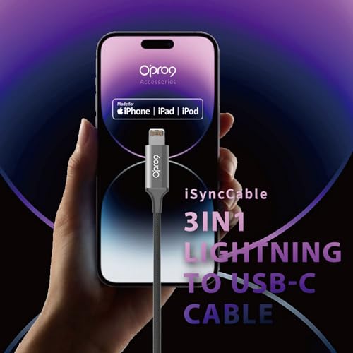 Opro9 USB C to Lightning Fast Charging Cable Trio (1/3/6 FT) – 30 W Power Delivery, Apple MFi Certified, Durable Nylon Braided Cord for i Phone 14, 13, 12, 11 Pro Max, XR, XS, 8 and More – Ultimate Flexibility and Speed for On-the-Go Charging