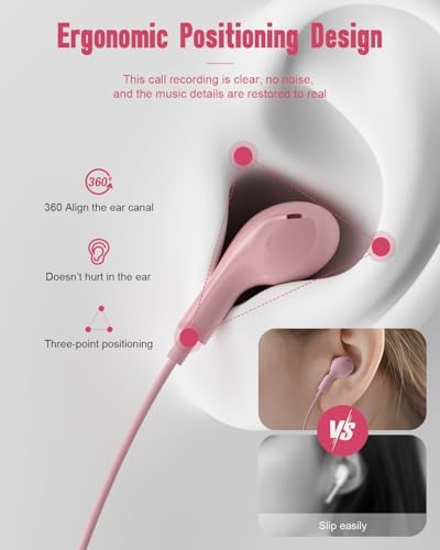 Premium Pink USB-C Earbuds for i Phone 15/16 Pro Max & Samsung Galaxy S21-S24 Ultra – Hi-Fi Stereo Wired Headphones with Hands-Free Microphone, On-the-Go Volume Control & Ergonomic Magnetic Design for Ultimate Comfort and Style
