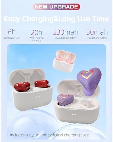 Yoidesu Heart-Shaped Bluetooth Earbuds – Chic Red Design with Superior Noise Cancelling and Hi-Fi Stereo Sound, Ideal Gift for Music Lovers and Trendsetters, Portable Charging Case for Effortless Audio Enjoyment on the Go