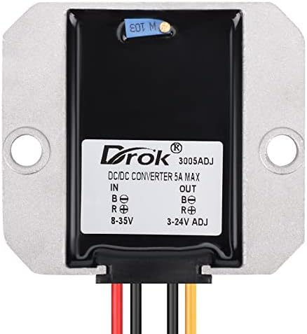 High-Performance DROK Adjustable Dual Voltage Regulator: Precision DC to DC Buck Converter 8-35 V to 3-24 V, 5 A Output for Unmatched Electronic Project Versatility and Efficiency
