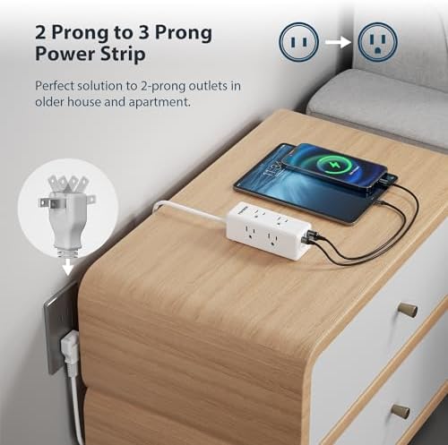 Universal European Travel Plug Adapter with USB-C – TOPREK 9-in-1 Power Strip for US to Europe with 6 Outlets & 3 USB Ports, 3 FT Extension Cord for Seamless Charging in Germany, France, Spain, Greece, and More – Ideal for Hotel and Airport Use