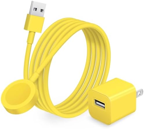 Chic 3.2 FT Wireless Fast Charger for Apple Watch – Effortless Charging Solution with Stylish Pink Design, Compatible with All Series 1-10, Includes Wall Plug for Ultimate Portability and Quick Power-Ups for Active Lifestyles