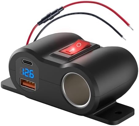 High-Performance 2-in-1 Car USB Charger & Cigarette Lighter Socket with PD 30 W and QC 18 W Ports – LED Voltmeter & 120 W Socket for Enhanced Safety and Compatibility in Cars, Boats, RVs, and ATVs