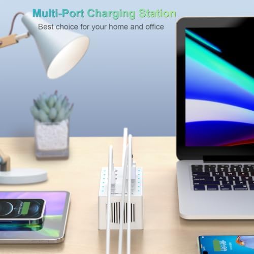 Multi-Device USB Charging Hub with 10 High-Speed Ports – Smart Plug Power Strip for i Phone 15/14/13, i Pads, Galaxy Watches & Android Phones – Ultimate Fast Charging Solution for Home & Office Efficiency
