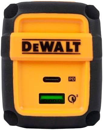 DEWALT 49.5 W Heavy-Duty USB-C and Dual USB Wall Charger Block – Compact Fast Charging Adapter for i Phone 16/15/14, Galaxy, Pixel 4/3 & i Pad – Durable Foldable Design for Ultimate Portability and Versatile Device Compatibility