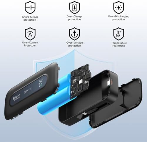 Ultra-Portable 10,000 m Ah Power Bank with Retractable Cable & USB-C to Lightning Compatibility – 30 W Fast Charging Battery Pack for i Phone 16/15/14/13 & Samsung Devices – LED Display for Easy Monitoring – Essential Travel Charger for On-the-Go Power Solutions