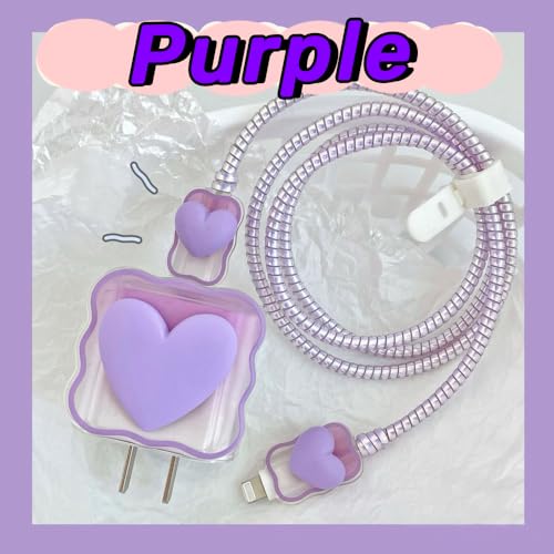 Vibrant Purple Heart-Shaped USB Charger Protector for i Phone – Stylish Silicone Data Cable Guard with Rapid Charging Capability, Ideal for Trendy Tech Enthusiasts and Mobile Users