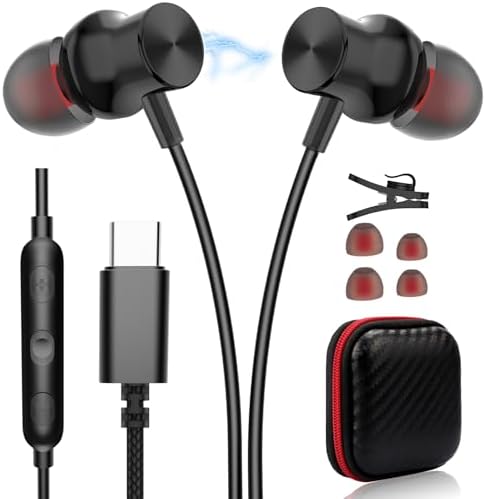 ACAGET USB-C Wired Earbuds for i Phone 16/15 Pro Max & Samsung Galaxy S25/S24/S23/S22 Ultra – Magnetic Noise-Cancelling Earphones with Integrated Mic & Remote Control – Ultimate Comfort & Clear Sound Quality for Audiophiles