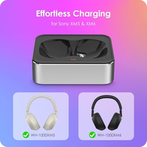 Magnetic Charging Station for Sony WH-1000 XM5 & XM6 – Premium USB-C Headphone Dock with Fast Charge Capability (Silver) – Effortless Alignment & Modern Design for Ultimate Audio Convenience