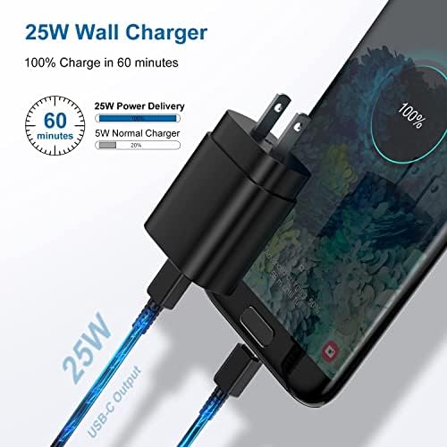 Ultra-Fast 25 W PD Type C Charger Duo with 6 ft USB-C Cables – Essential Charging Set for Android Galaxy S25, S24, S23, S22, S21, Note Series – Compact Design, Enhanced Safety Features, Ideal for Home & Travel