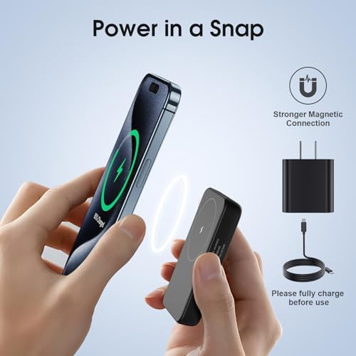NEWQ Magnetic Wireless Power Bank – 20 W Fast Charging Portable Charger for i Phone 15/14/13/12 Pro/Pro Max/Plus/Mini – Effortless Magnetic Attachment, Compact Design, Enhanced Safety Features for On-the-Go Power Solutions