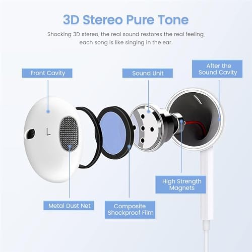 Transform Your Audio Journey with CYBERDRIVE i Phone Wired Earbuds – Dual Pack with Integrated Mic & Volume Control for Pristine Sound – Seamlessly Compatible with All i Phone Models Including 14/13/12/SE/11/XR/XS/X/7/7 Plus/8/8 Plus – Effortless Plug-and-Play Setup for Music and Calls – Ergonomically Designed for Ultimate Comfort & Durability – Tangle-Free and Ideal for Active Lifestyles